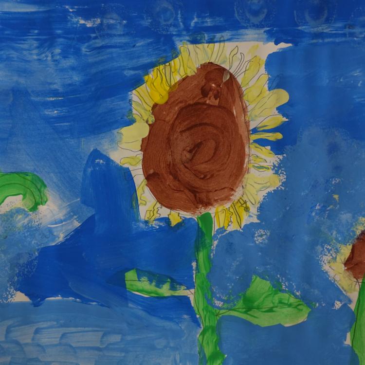 Child's drawing of sunflowers